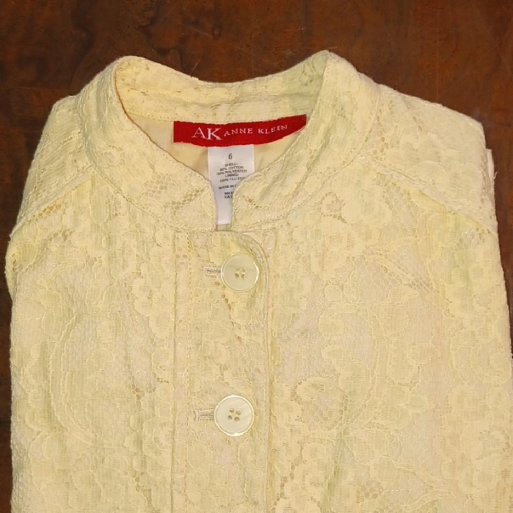 Anne Klein lace jacket/blazer in buttercream yellow (4450
